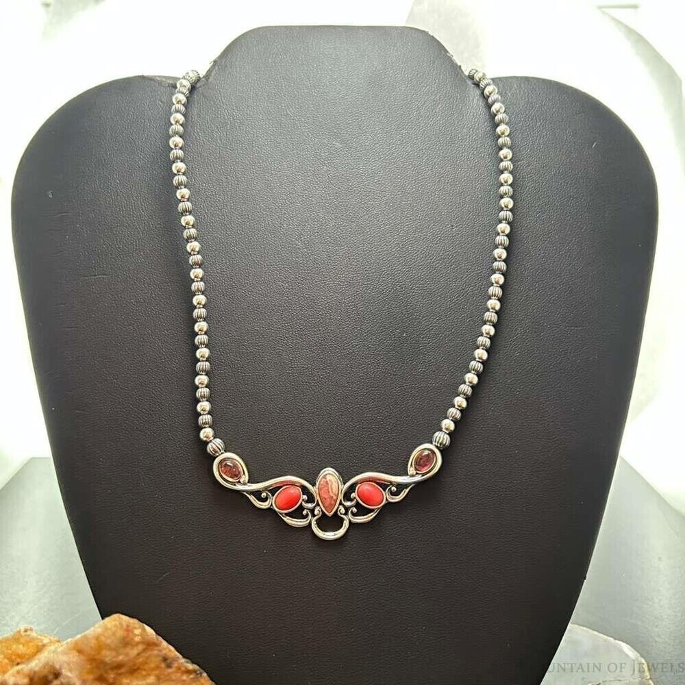 Carolyn Pollack Sterling Silver Multi Stone Pendant Beads Necklace For Women